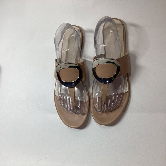 Frances Valentine Leather Thong Sandals Light Tan Slip-On Women’s Size 11 - Picture 3 of 10